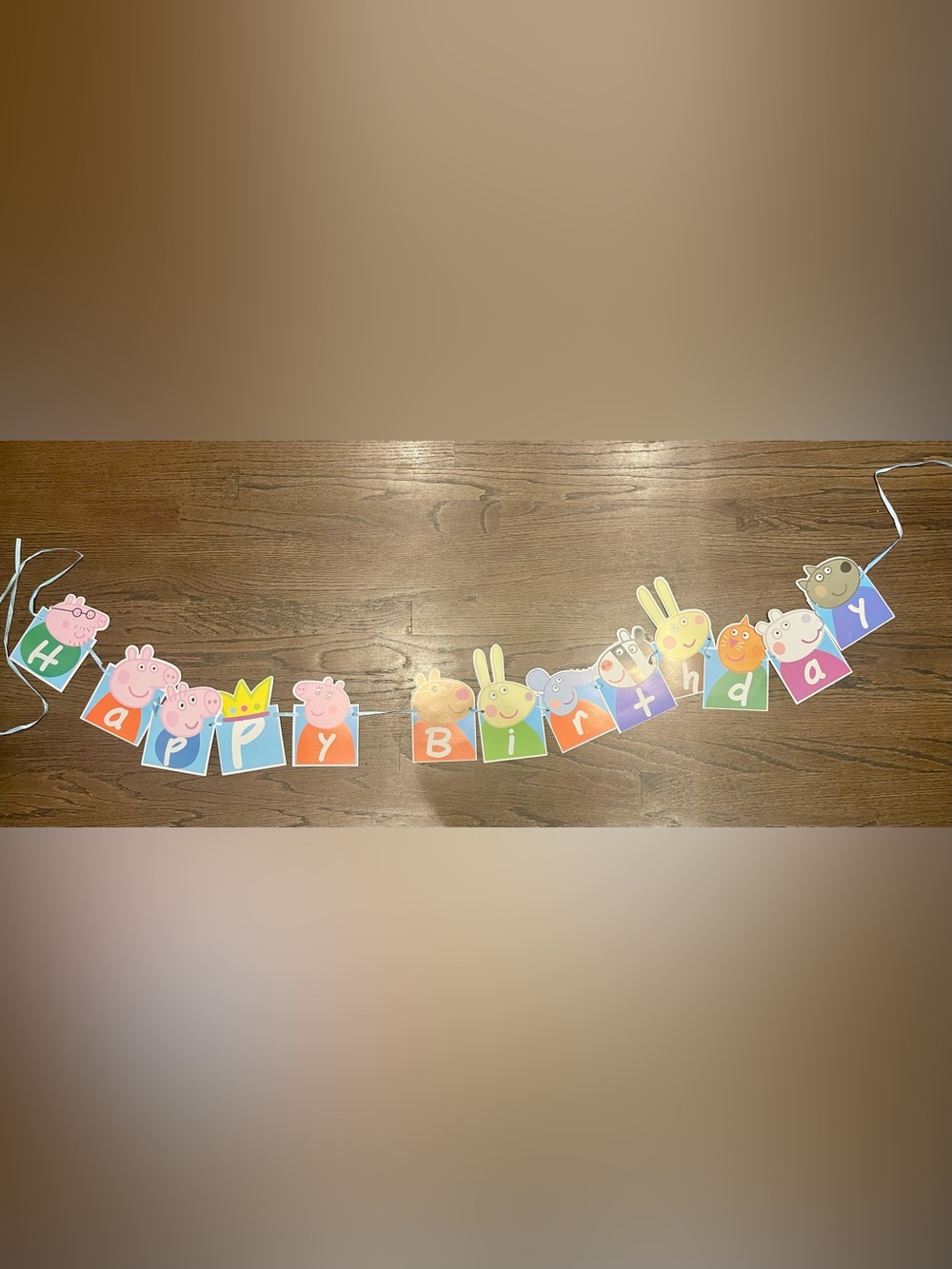 Peppa Pig Happy Birthday Banner with Colorful Character Flags